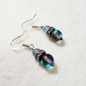 Iridescent greyish blue earrings